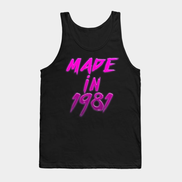 Made In 1981 //// Retro Birthday Design Tank Top by DankFutura